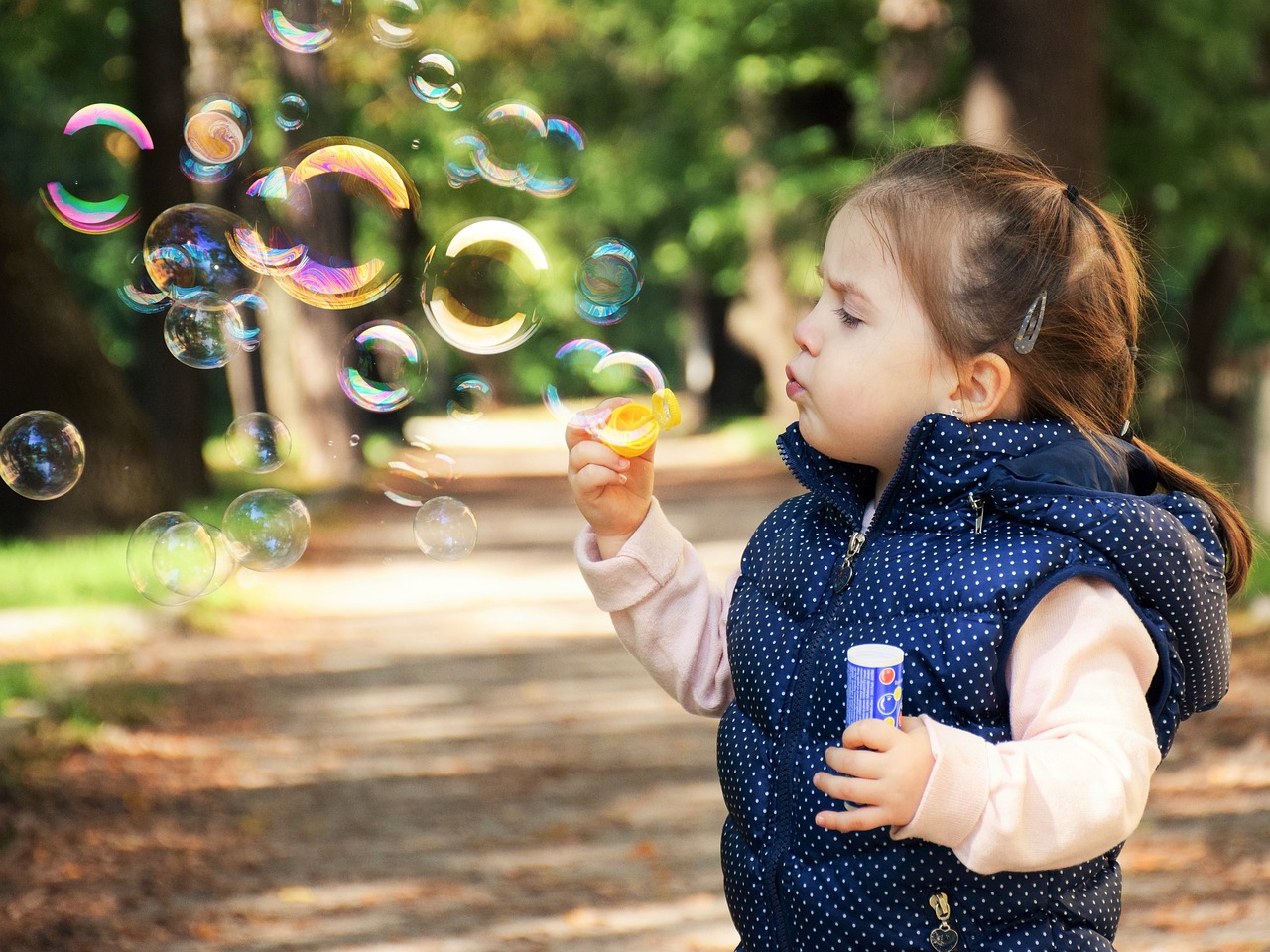 Little girl, bubbles